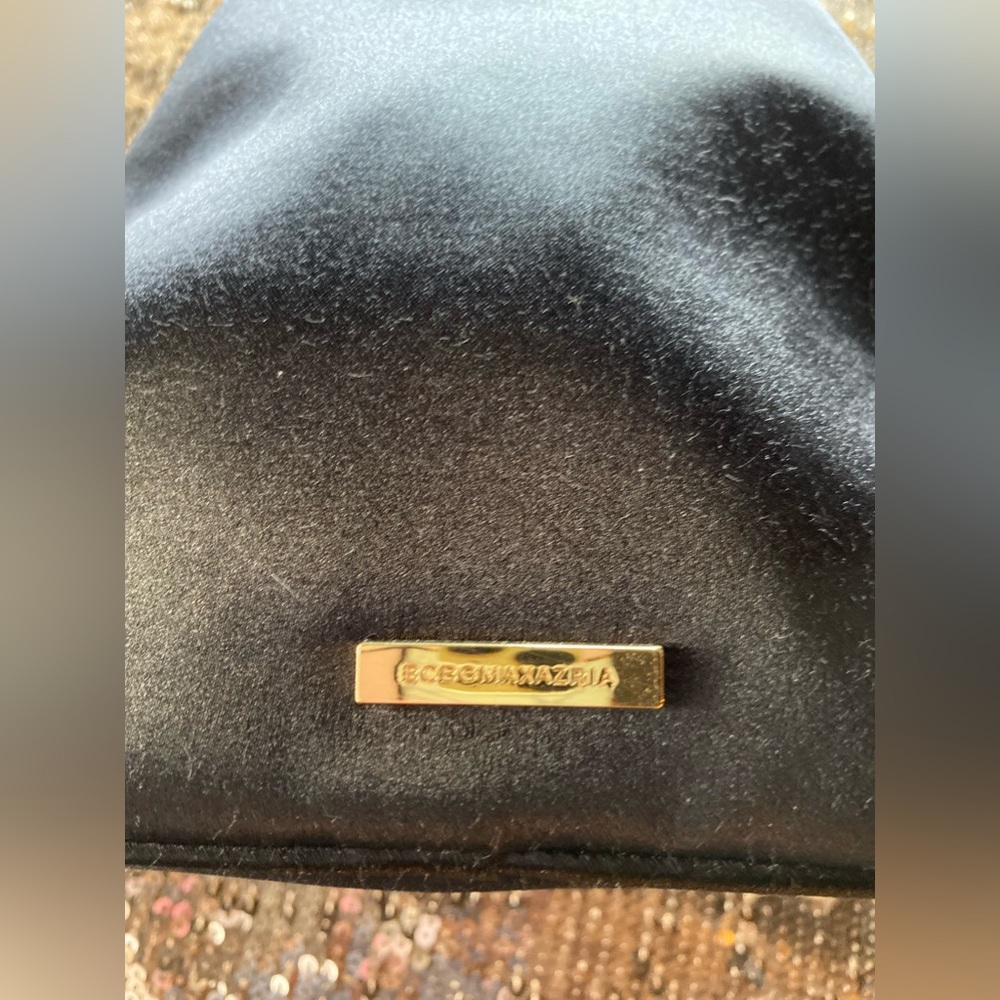 BCBG MaxAzria Black Satin Evening Purse - Picture 6 of 11